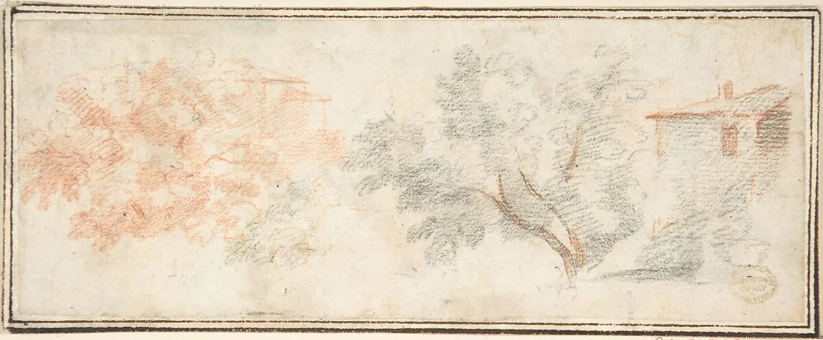 Trees and Houses — Anonymous, Italian, Roman-Bolognese, 17th century