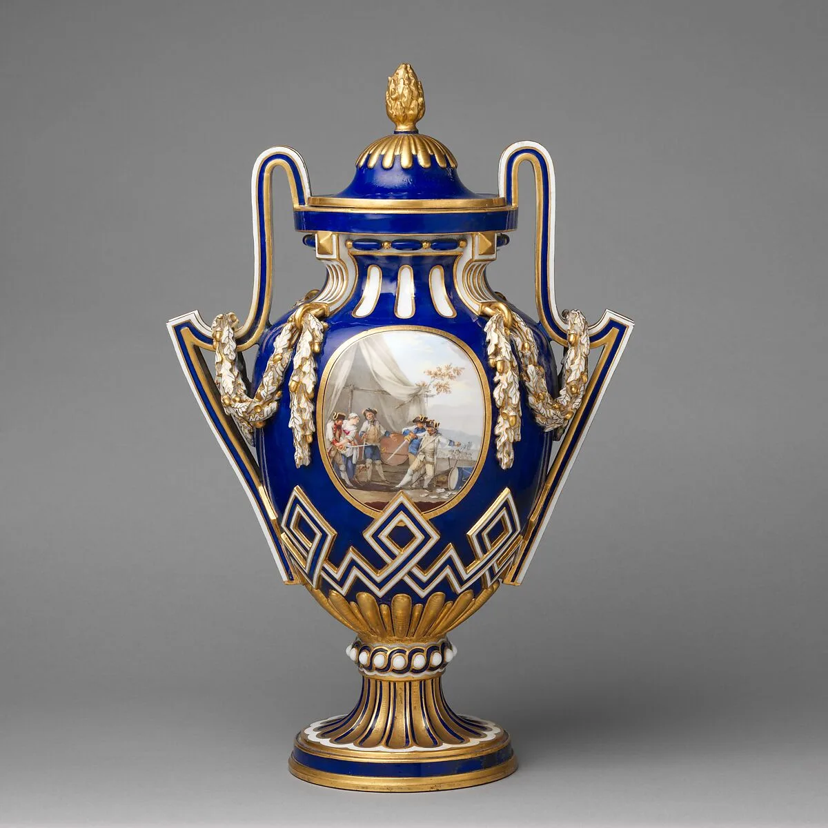 Vase with cover (vase à bâtons rompus) — Sèvres Manufactory|Jean-Baptiste-Etienne Genest