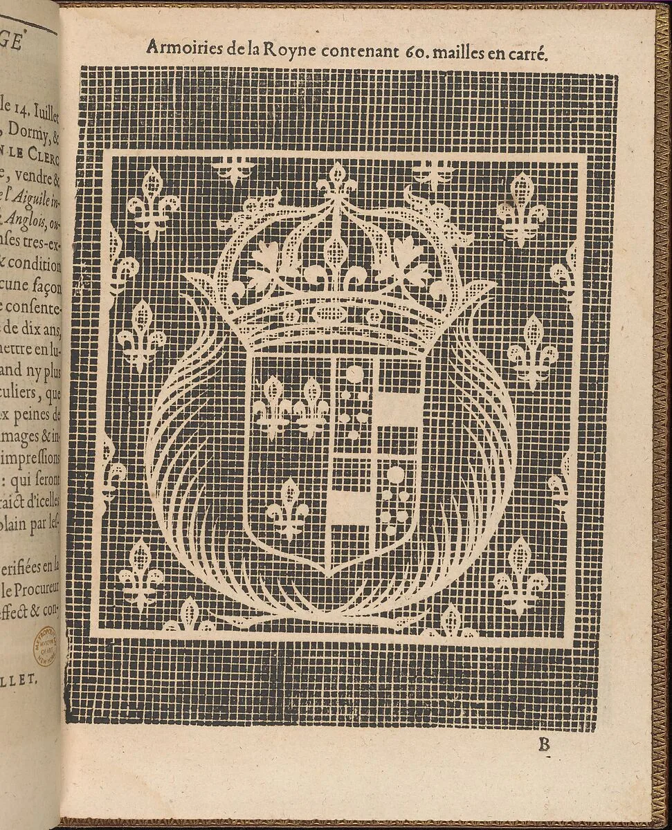La Pratique de l'Aiguille, page 5 (recto) — Matthias Mignerak|Pierre Firens|Marie de Medici|Jean Le Clerc