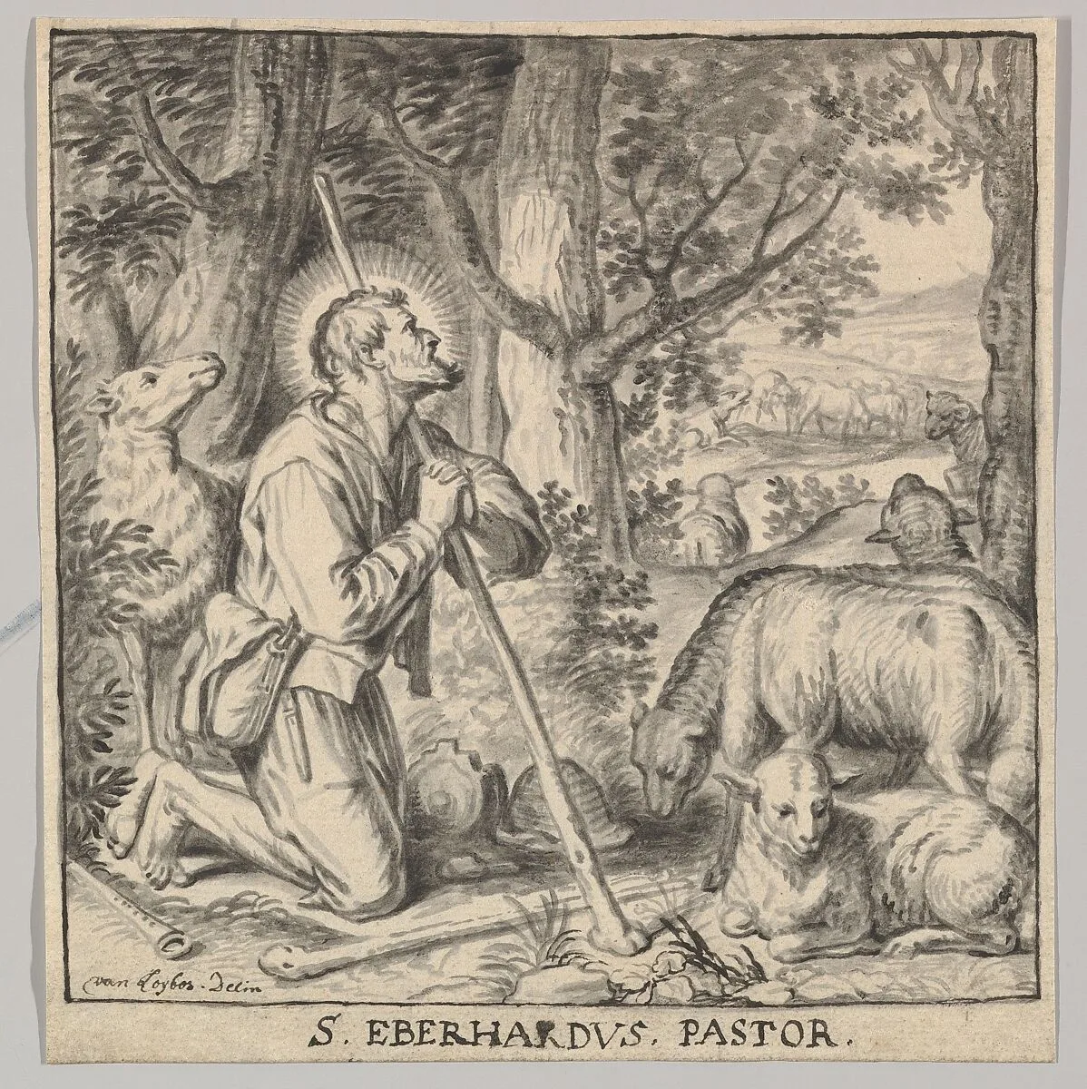 Saint Eberhard of Tüntenhausen as a Shepherd — Jan Sebastiaen Loybos|Peter Candid (Pieter de Witte, Pietro Candido)