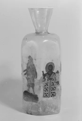 Bottle with figure of St. Nicholas (?)