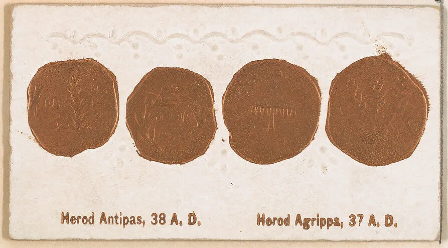 Herod Antipas, 38 A.D. / Herod Agrippa, 37 A.D., from the Ancient Coins series (N180) issued by Wm. S. Kimball & Co. — William S. Kimball & Company