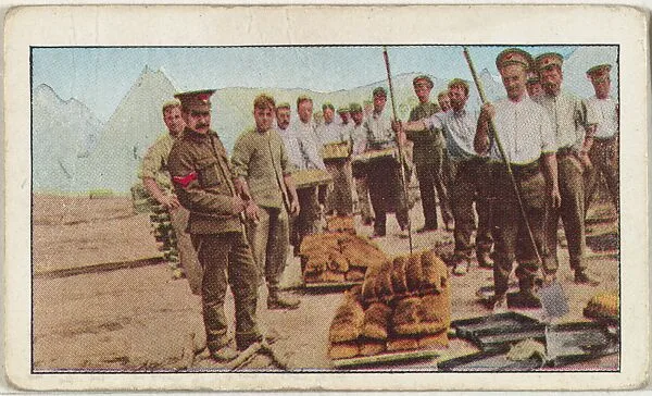 Card No. 51, Bread for the British Soldiers in France, from the World War I Scenes series (T121) issued by Sweet Caporal Cigarettes — Underwood & Underwood|American Tobacco Company