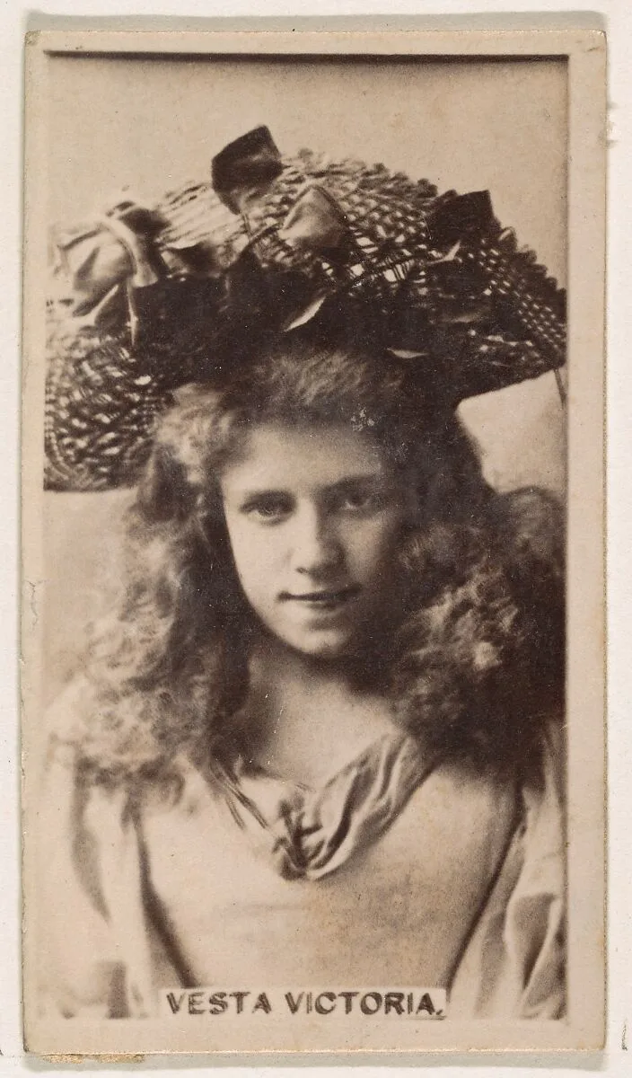 Vesta Victoria, from the Actresses series (N245) issued by Kinney Brothers to promote Sweet Caporal Cigarettes — Kinney Brothers Tobacco Company