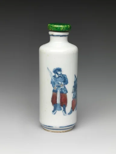 晚清 青花釉裏紅戲劇故事圖鼻煙壺|Snuff bottle with scene of Peking Opera