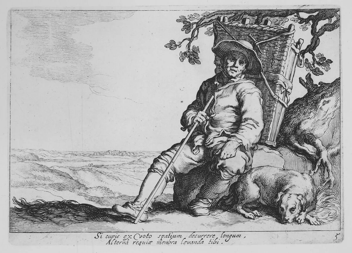 Traveler with Dog, from the series Sixteen Peasant Subjects — Cornelis Bloemaert