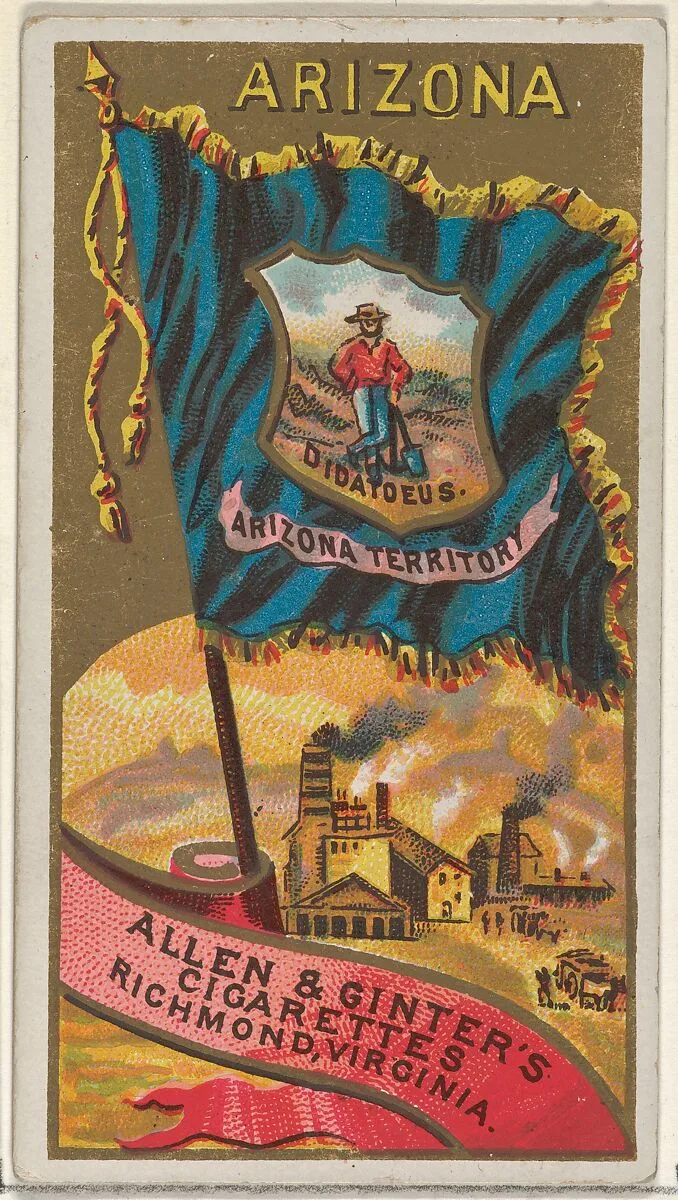 Arizona, from Flags of the States and Territories (N11) for Allen & Ginter Cigarettes Brands — Allen & Ginter