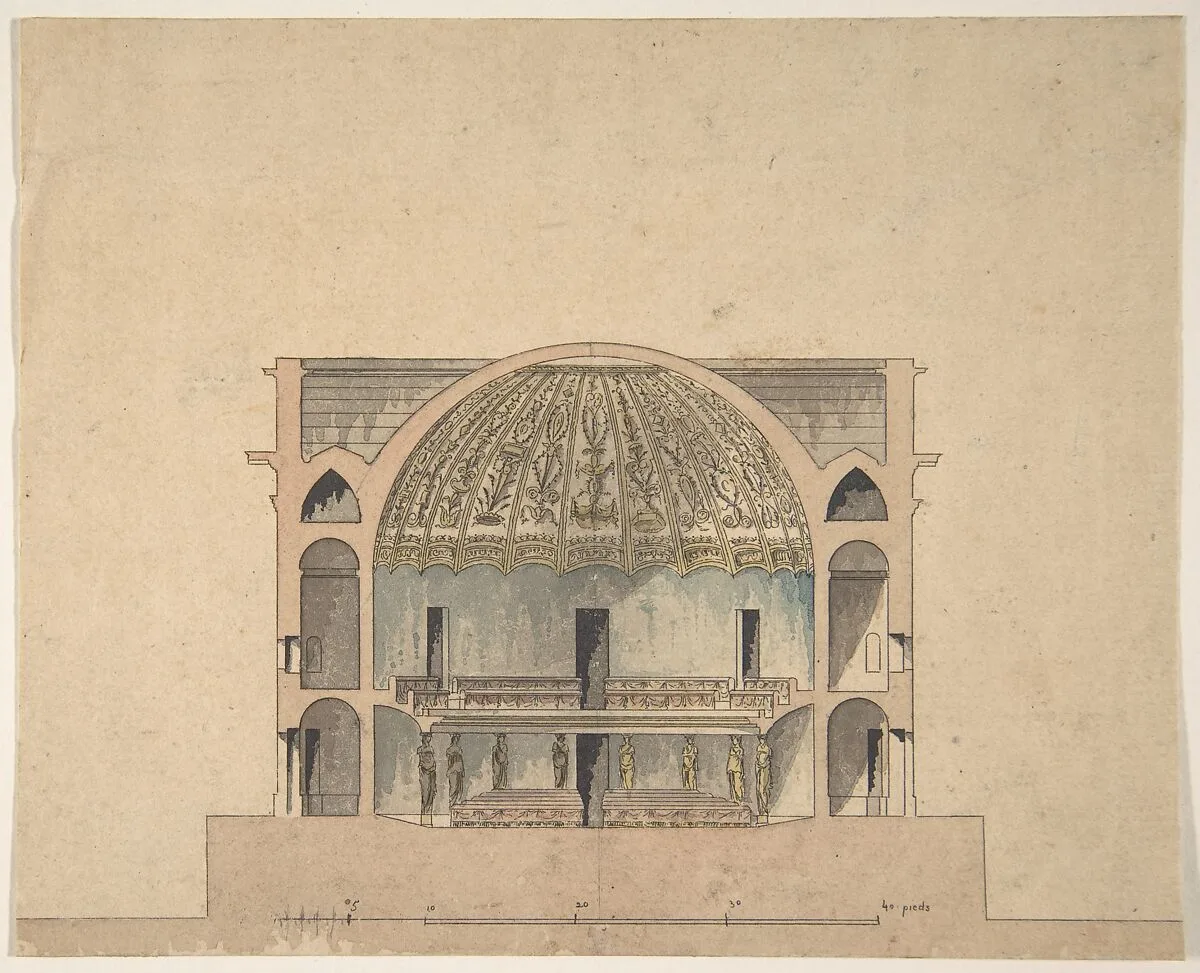 Design for the Interior Elevation of a Theater — Anonymous, French, 19th century
