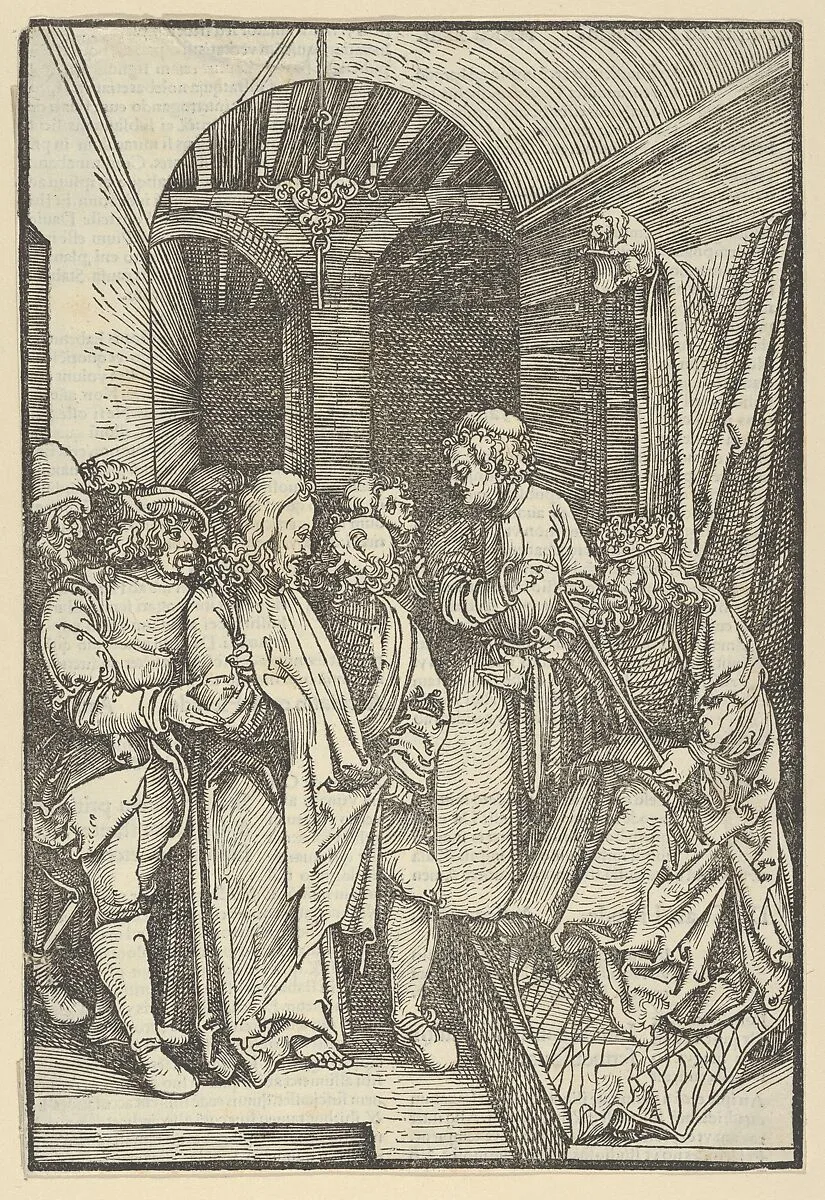 Christ before Herod in a Hall, from Speculum passionis domini nostri Ihesu Christi — Hans Schäufelein|Ulrich Pinder|Friedrich Peypus