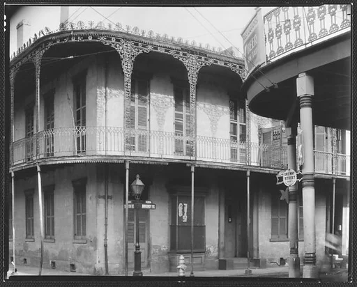 [Corner House with Cast-Iron Balcony, New Orleans, Louisiana]