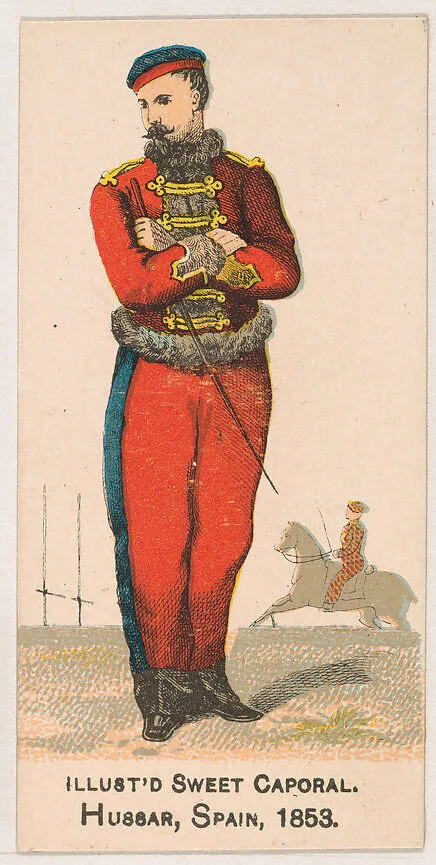 Hussar, Spain, 1853, from the Military Series (N224) issued by Kinney Tobacco Company to promote Sweet Caporal Cigarettes — Kinney Brothers Tobacco Company