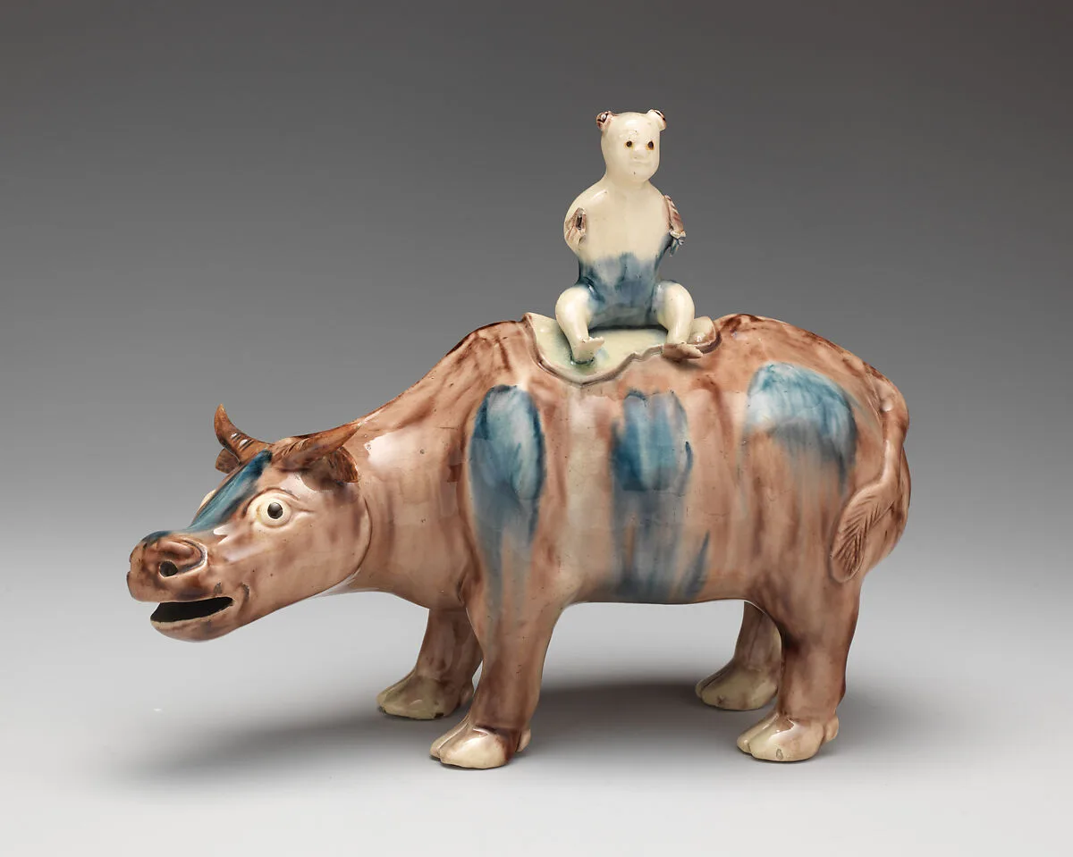 Pair of water buffalos with boys — Whieldon type|Ralph Wood the Elder