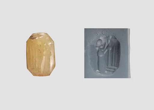 Stamp seal (octagonal pyramid) with cultic scene