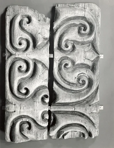 Panel Carved in the "Beveled Style" with Remains of Later Polychromy