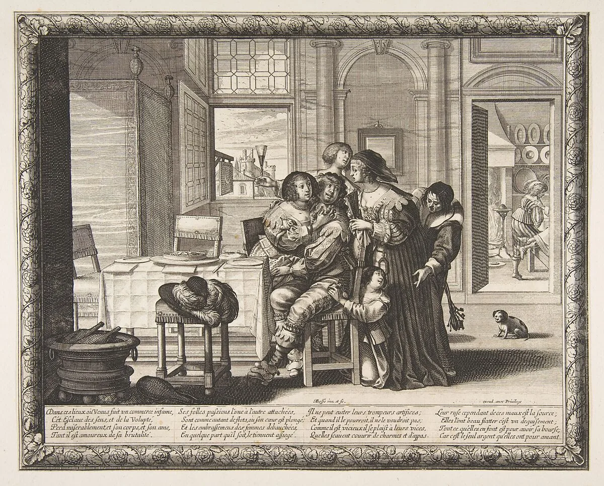 The Prodigal Son in a House of Ill Repute (L'Enfant prodigue dans une maison de débauche, version couvert) — Abraham Bosse|Jean I Leblond