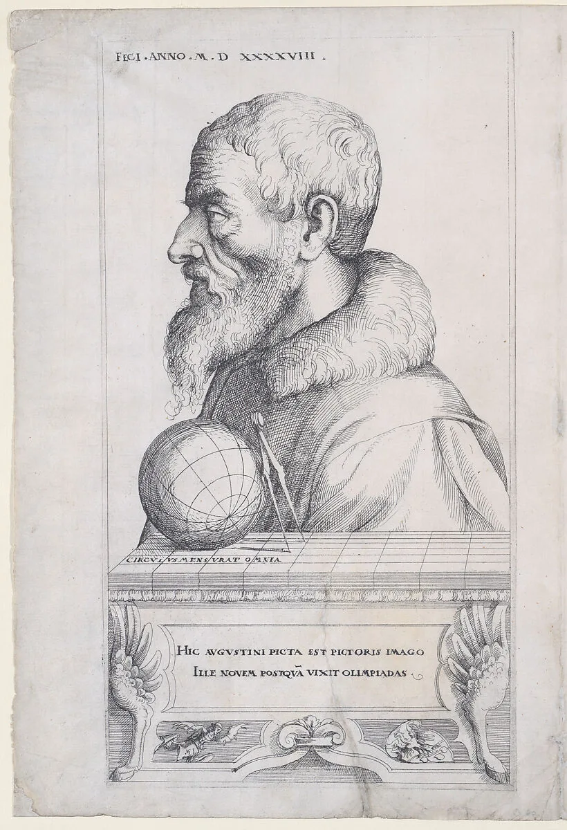 Self Portrait of the Artist and Coat of Arms of the Artist — Augustin Hirschvogel