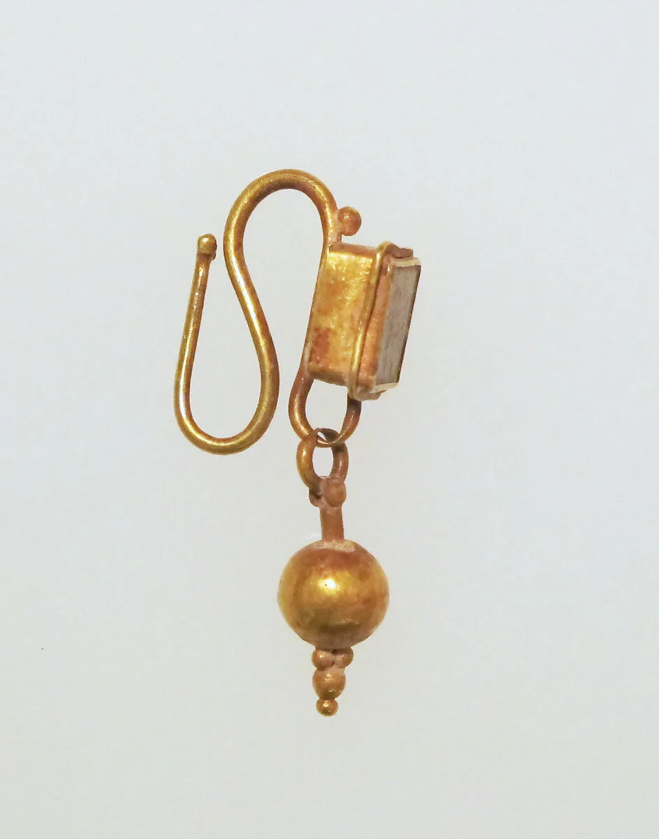Earring-hook type with ball pendant and paste setting — Unknown
