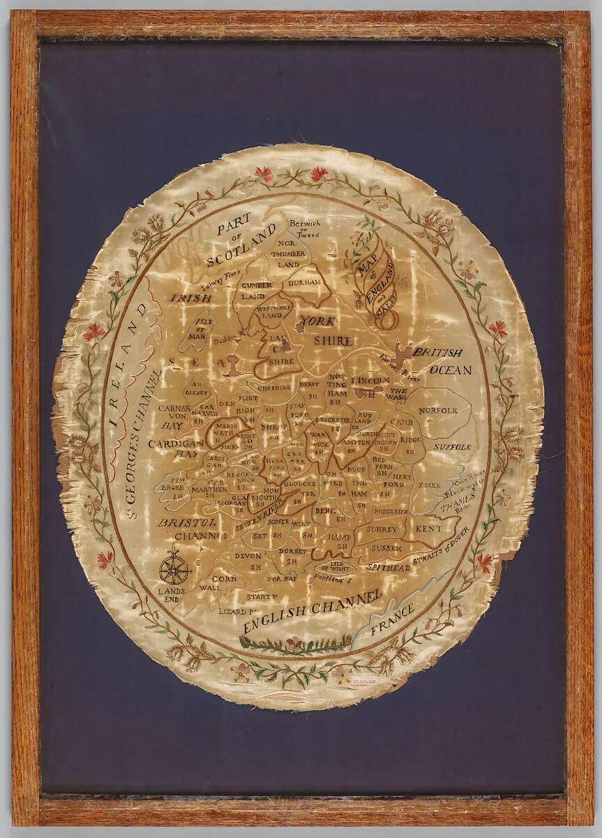 Embroidered map sampler — Unknown