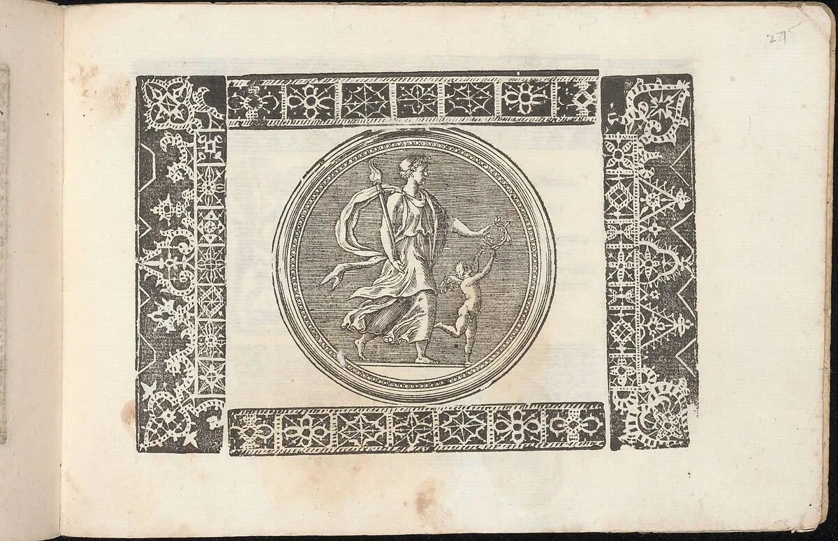 Corona delle Nobile et Virtuose Donne, Libro Terzo, page 27 (recto) — Alessandro de' Vecchi|Cesare Vecellio