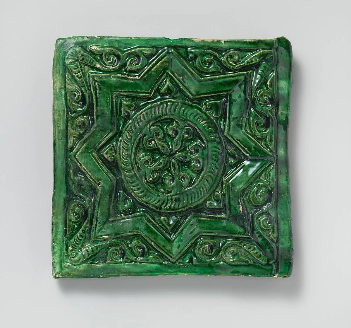 Green Tile with Star Design — Unknown
