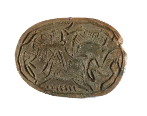 Scarab with a Lion Hunting Horned Animals