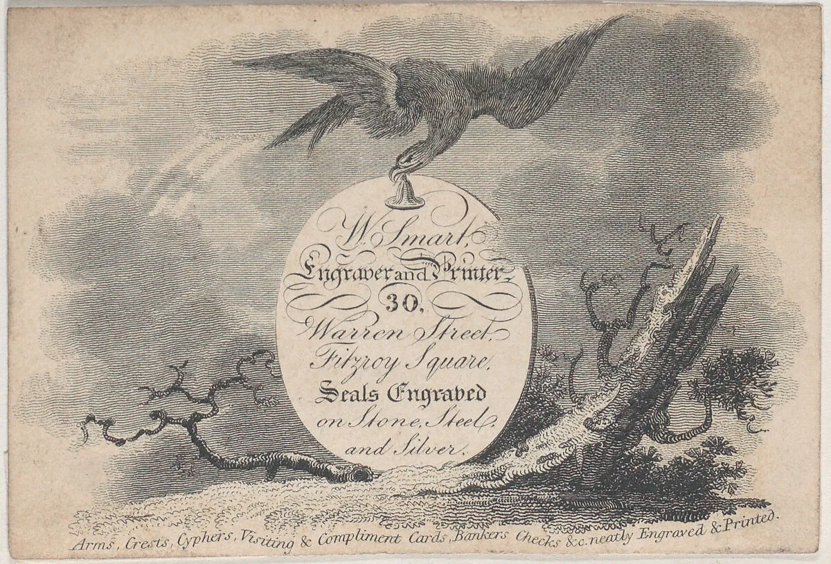 Trade Card for W. Smart, Engraver and Printer — Anonymous, British, 19th century
