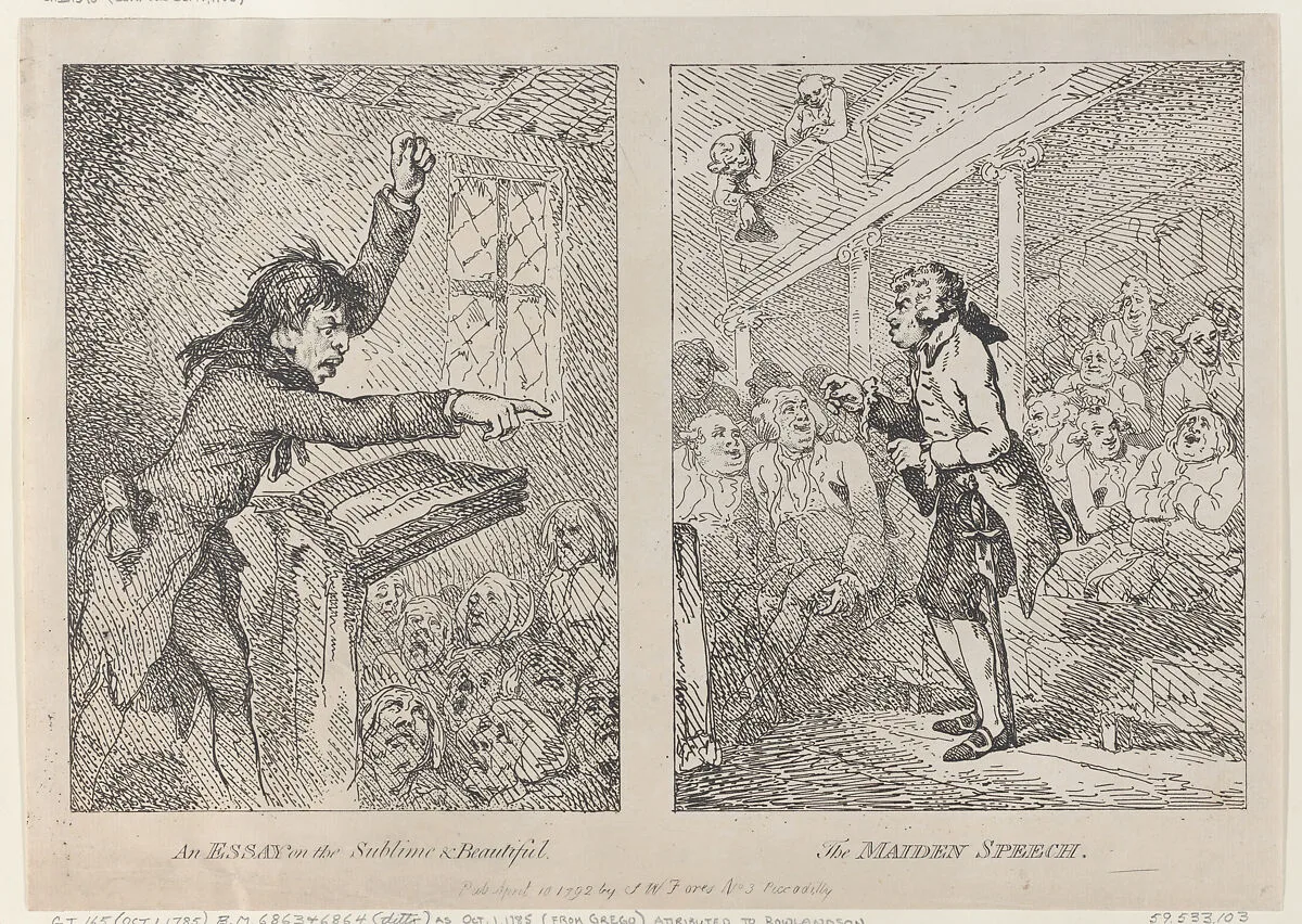 An Essay on the Sublime & Beautiful; The Maiden Speech — S. W. Fores|Thomas Rowlandson