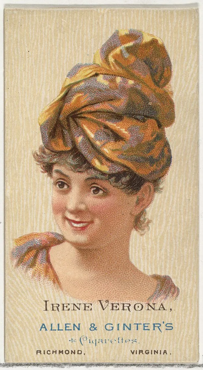 Irene Verona, from World's Beauties, Series 2 (N27) for Allen & Ginter Cigarettes — Lindner, Eddy & Claus|Allen & Ginter