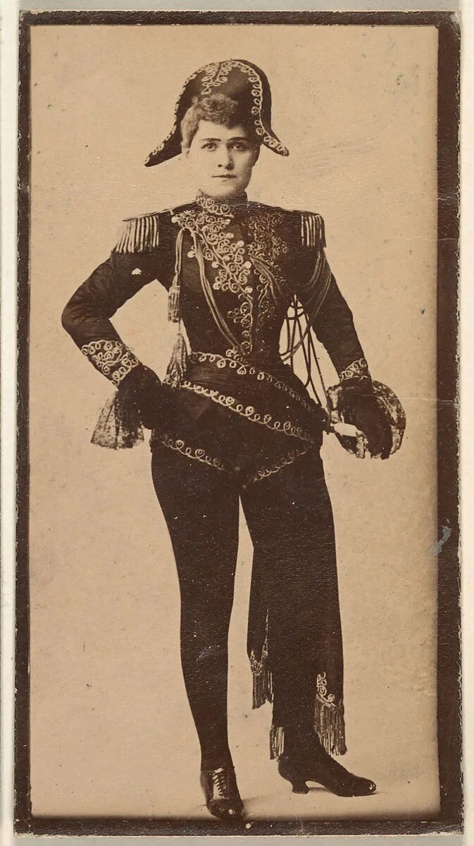 Actress wearing military-inspired costume, from the Actresses series (N668) — Unknown
