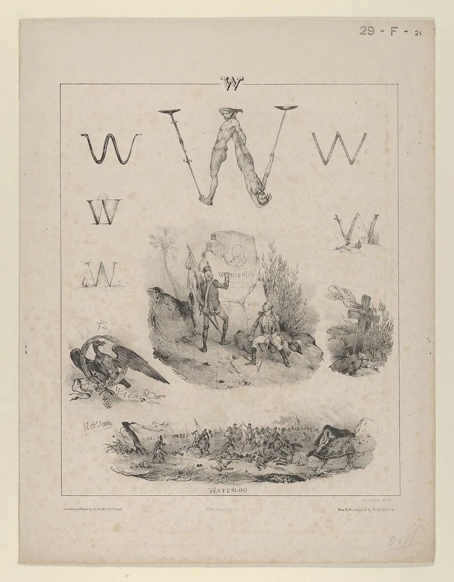 The letter "W": Washington, Wagram, Waterloo — Victor Adam|Aubert et Cie|Charles Tilt|Bailly and Ward