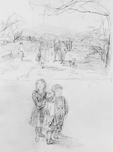 Two Sketches: Children on a Country Road; Three Children