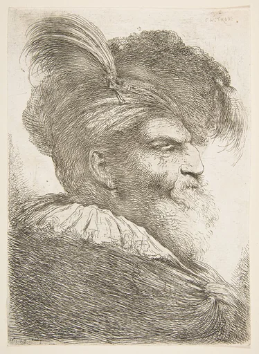 Head of an old man facing right, from "Large Oriental Heads"