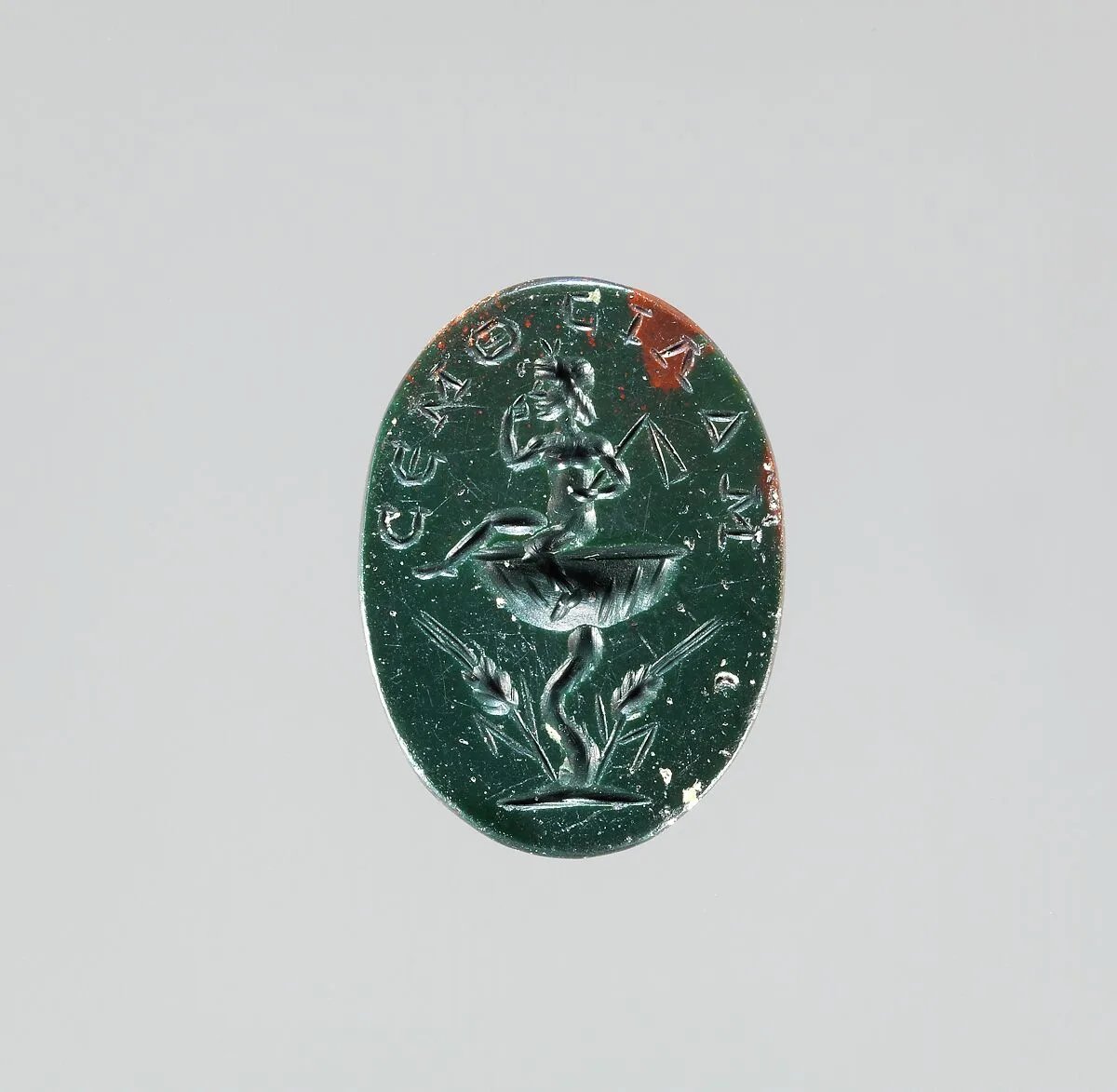 Jasper intaglio: Harcoprates seated on a lotus flower — Unknown