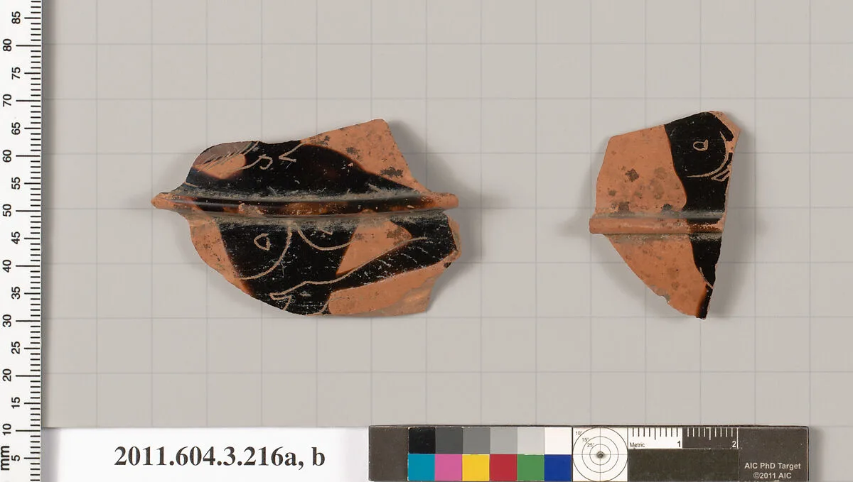 Terracotta fragments of a neck-amphora of Nicosthenic shape (jar) — Unknown