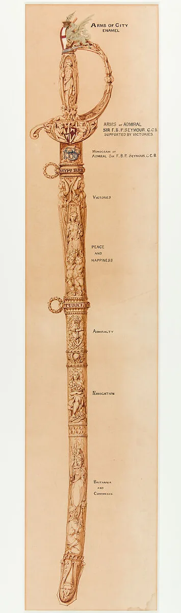 Designs for a Sword of Honor to be presented by the City of London to Admiral Sir Frederick Beauchamp Paget Seymour, 1st Baron Alcester (1821–1895) — Unknown