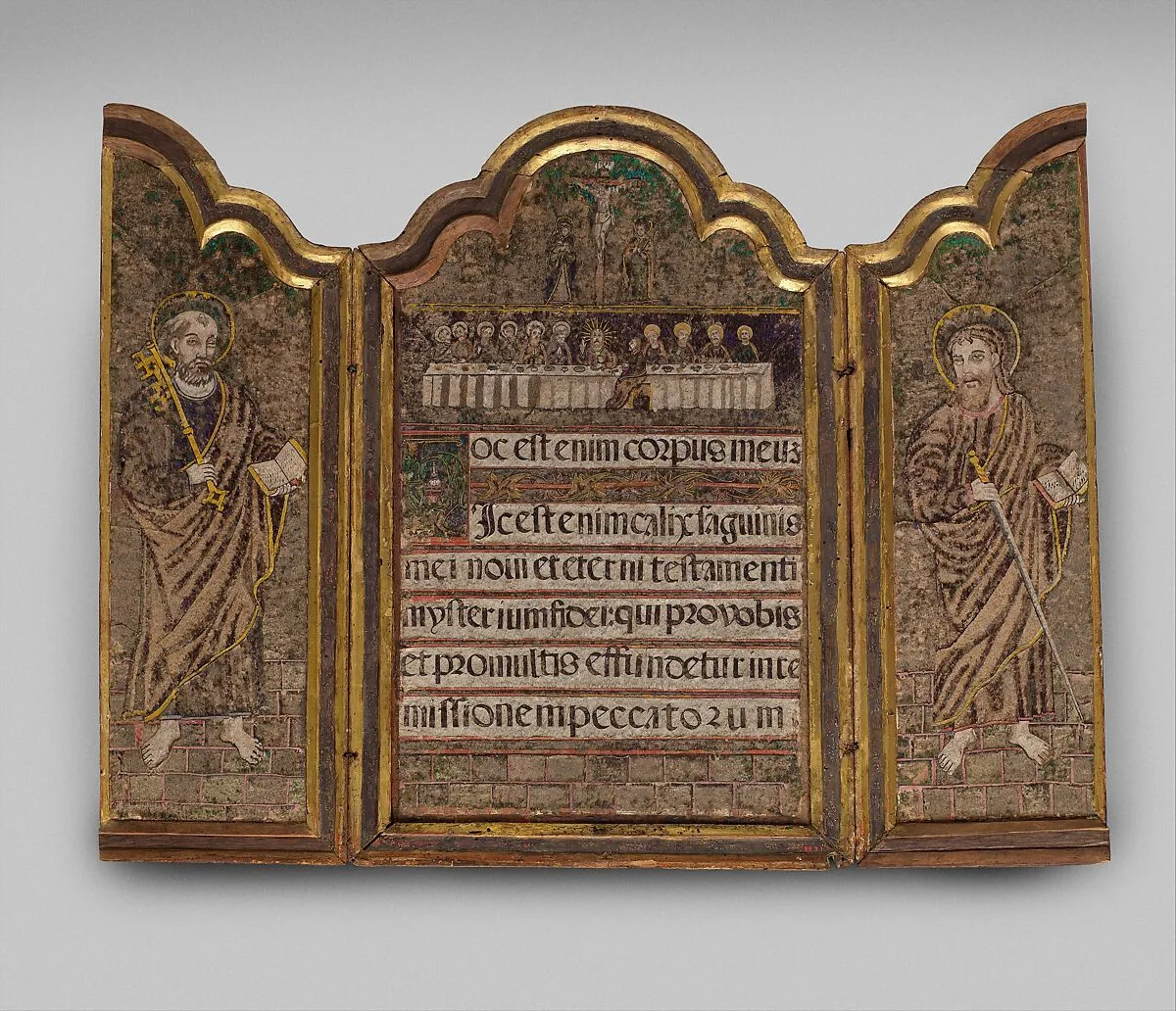The Institution of the Eucharist at the Last Supper with St. Peter and St. Paul — Unknown