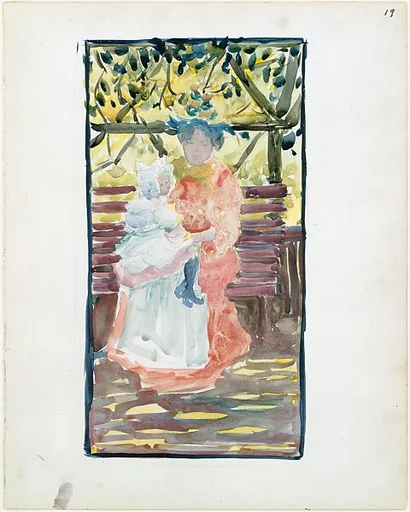 Large Boston Public Garden Sketchbook: A nanny with her charge