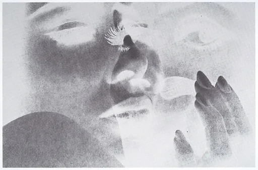 [Superimposed faces; long-nailed hand in lower right corner]