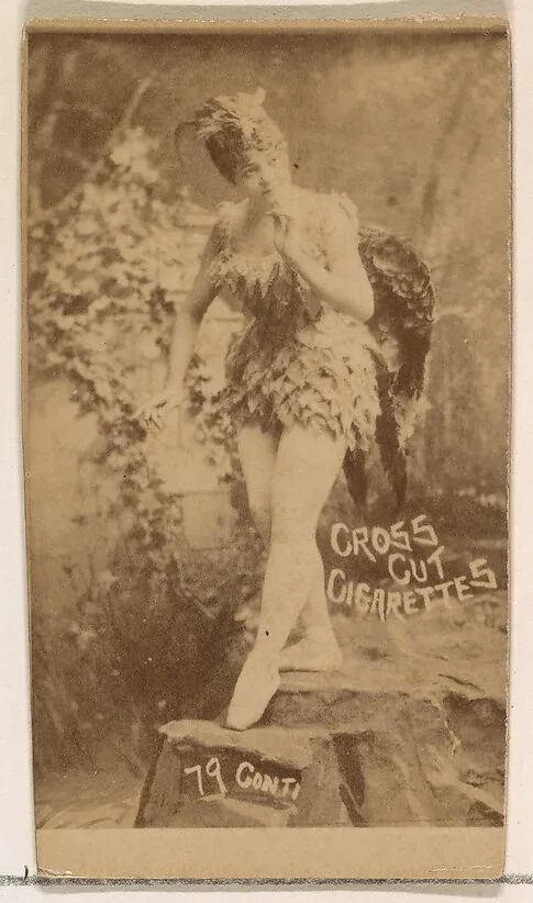 Card Number 79, Conti, from the Actors and Actresses series (N145-1) issued by Duke Sons & Co. to promote Cross Cut Cigarettes — W. Duke, Sons & Co.