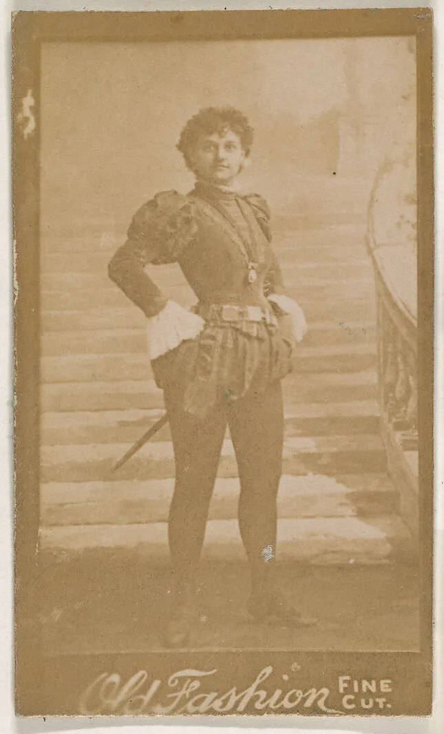 Actress wearing costume with sword, from the Actresses series (N664) promoting Old Fashion Fine Cut Tobacco — Unknown