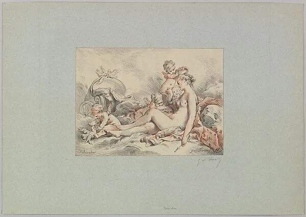 Woman Seated Holding an Arrow and Four Putti (Venus Holiding Cupid's Arrow with a Quiver by Her Side) — François Boucher|George William Thornley