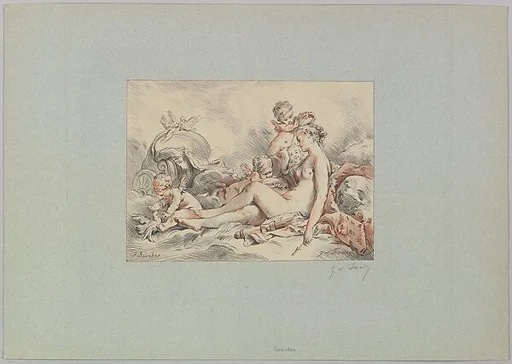 Woman Seated Holding an Arrow and Four Putti (Venus Holiding Cupid's Arrow with a Quiver by Her Side)