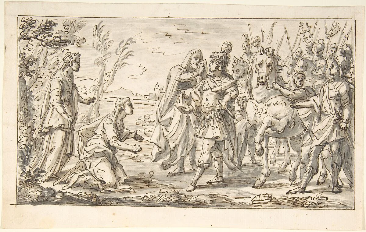 Two Women before a General — Anonymous, German, 18th century|Anton Kern
