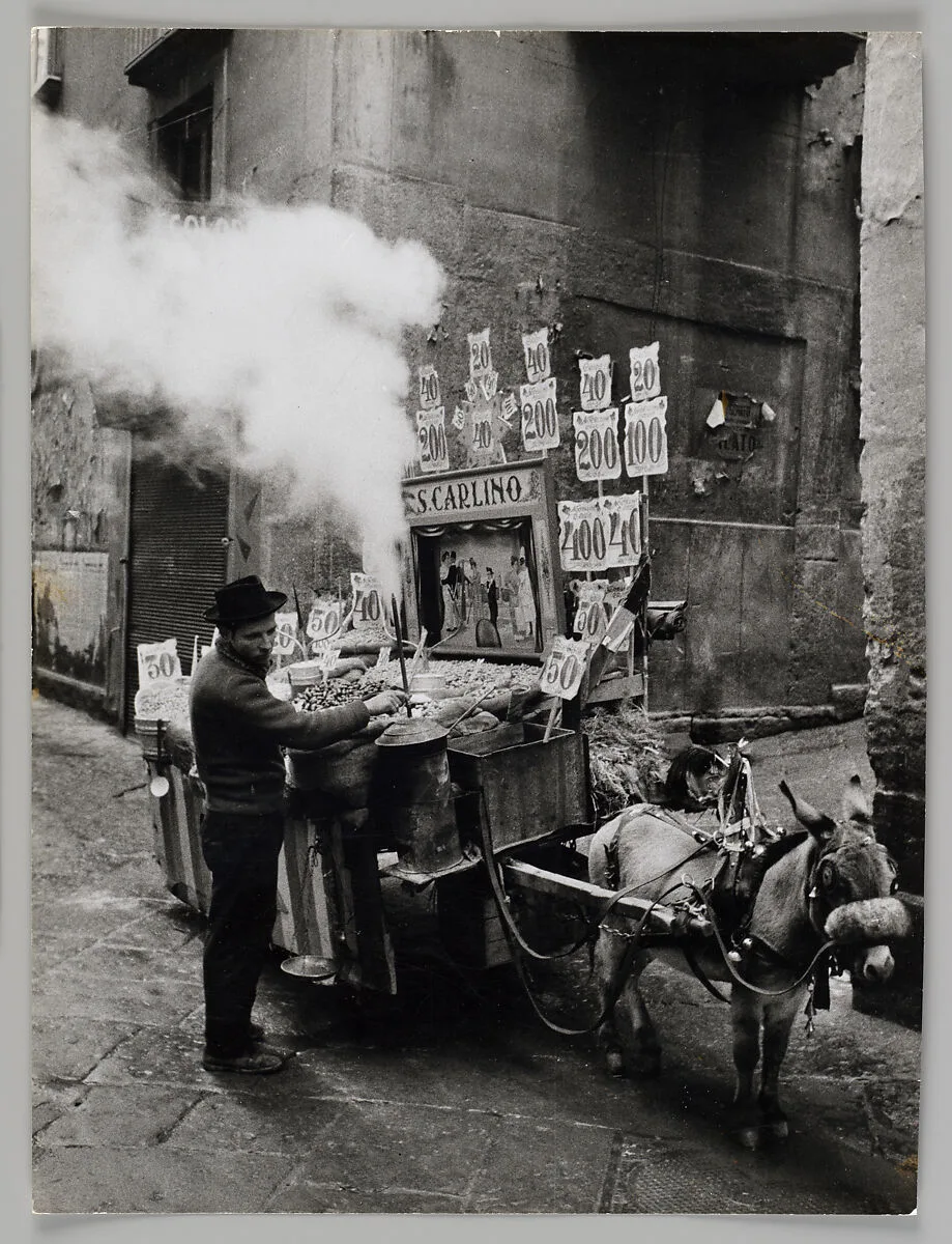 Seller of Dried Chestnuts, Carobs, and Various Seeds, Naples — Mario De Biasi