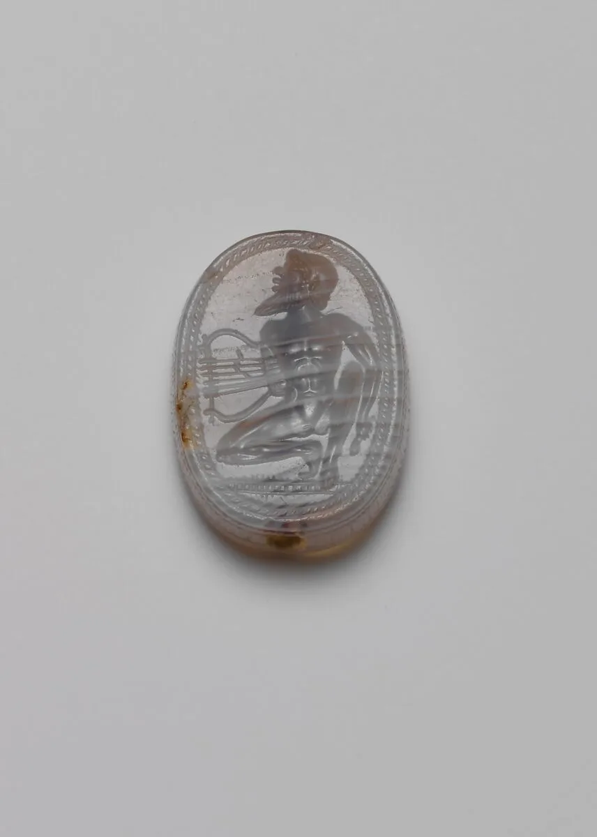 Banded agate scaraboid — Unknown