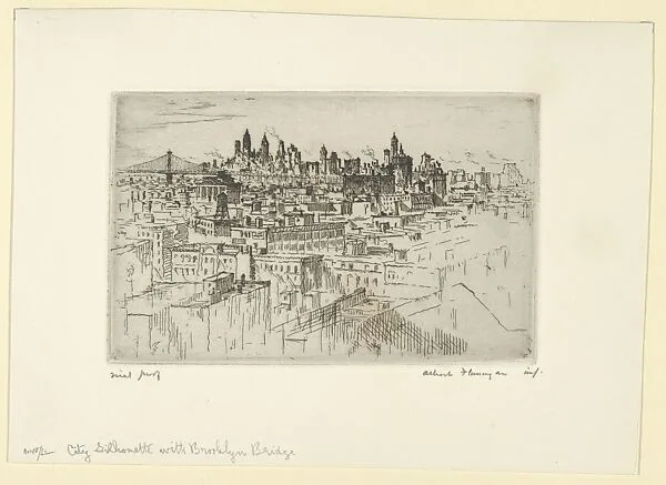 City Silhouette with Brooklyn Bridge — Albert E. Flanagan