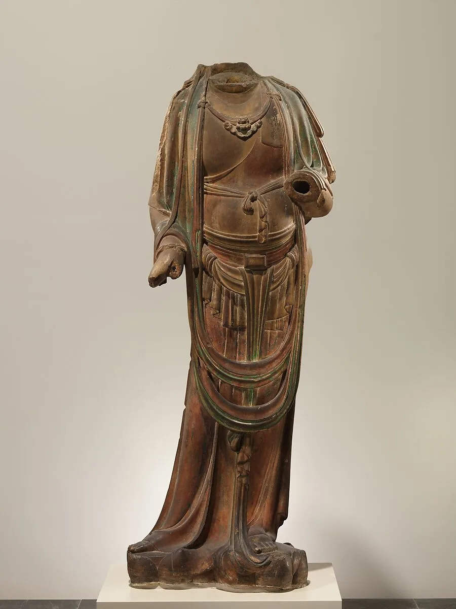 金 彩繪石雕菩薩像(大理石)|Bodhisattva — Unknown