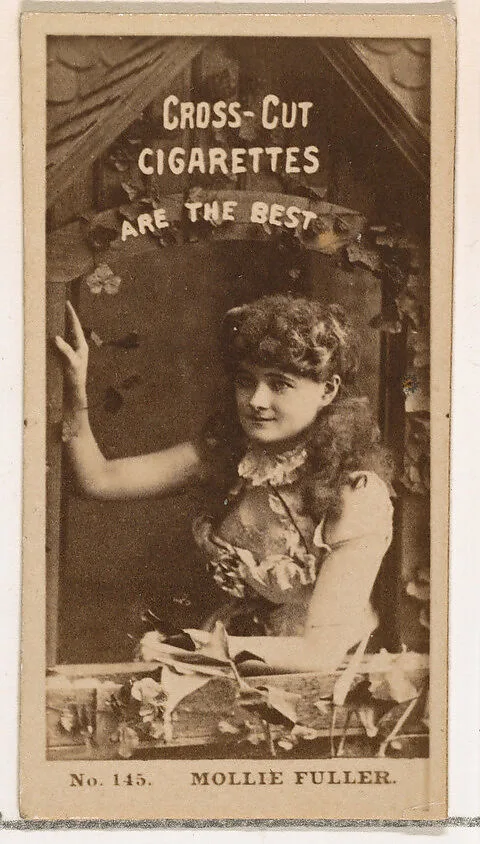 Card Number 145, Miss Fuller, from the Actors and Actresses series (N145-2) issued by Duke Sons & Co. to promote Cross Cut Cigarettes — W. Duke, Sons & Co.