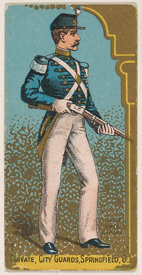 Private, City Guards, Springfield, Ohio, from the Military Series (N224) issued by Kinney Tobacco Company to promote Sweet Caporal Cigarettes — Kinney Brothers Tobacco Company