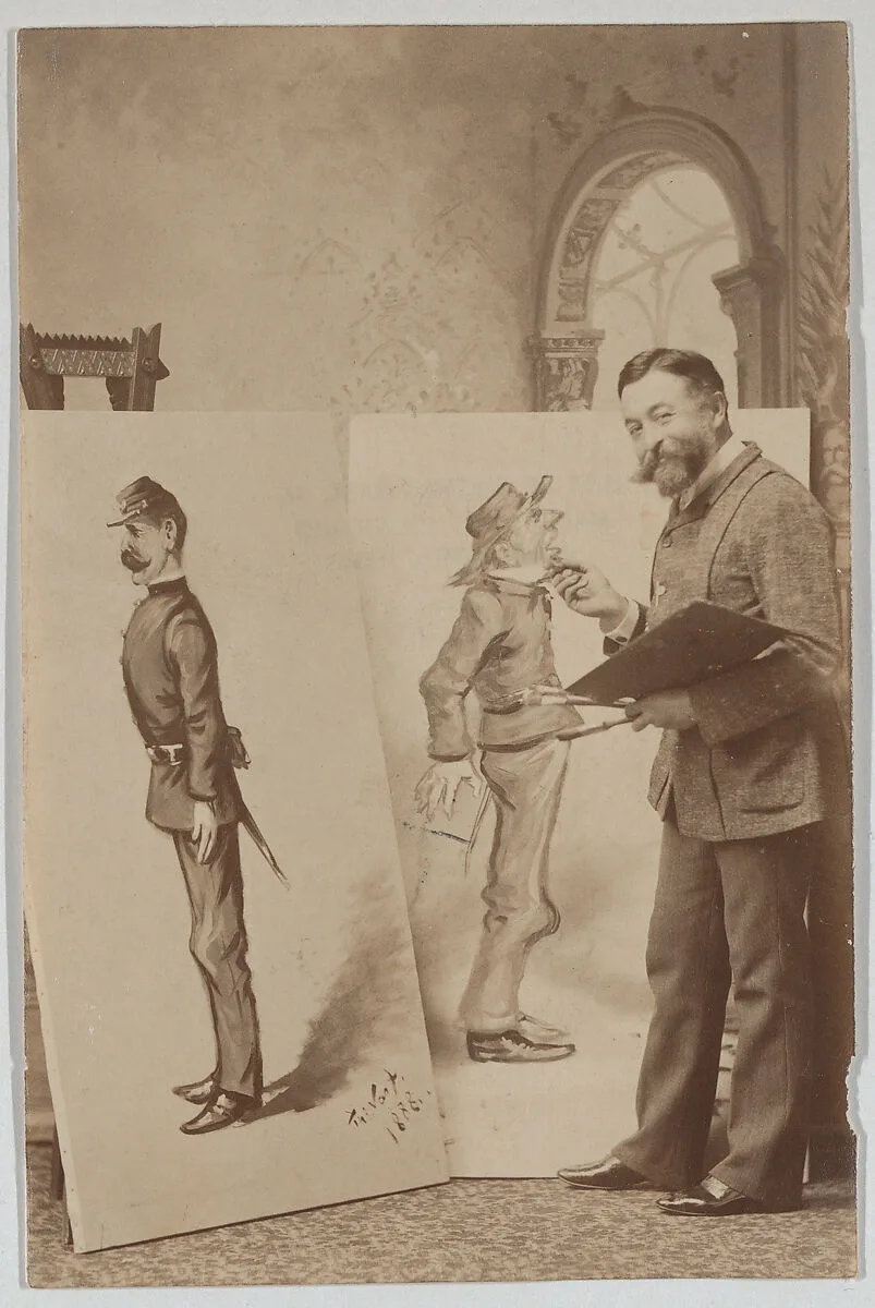 Full-length Portrait of Thomas Nast with Two Caricatures — Thomas Nast